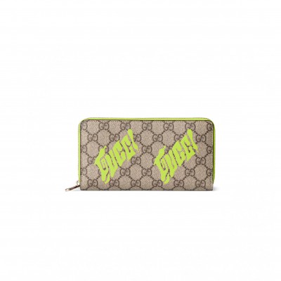GUCCI BI-COLOR ZIP AROUND WALLET WITH PRINT ‎‎835324 (19*10.5*2.5cm)
